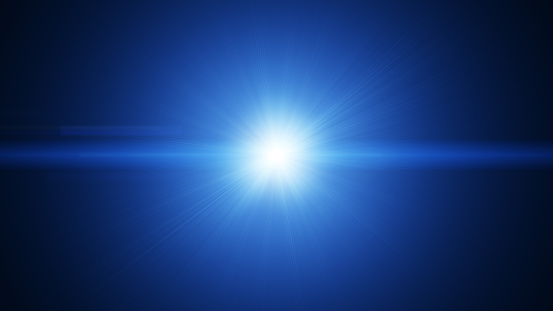 White Blue flare light beam explosion effect abstract background. \