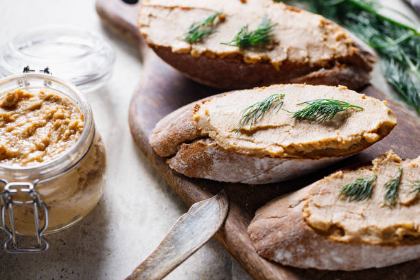 istock Toasts with pate and fresh dill. Healthy appetizer. 1280896966