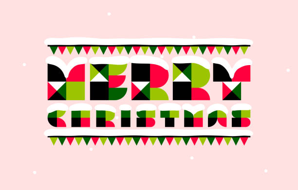 istock Abstract Christmas design with holiday greetings and multicolored flag garlands 1280897448