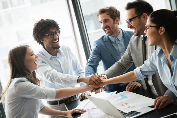istock Successful entrepreneurs and business people achieving goals 1280899189