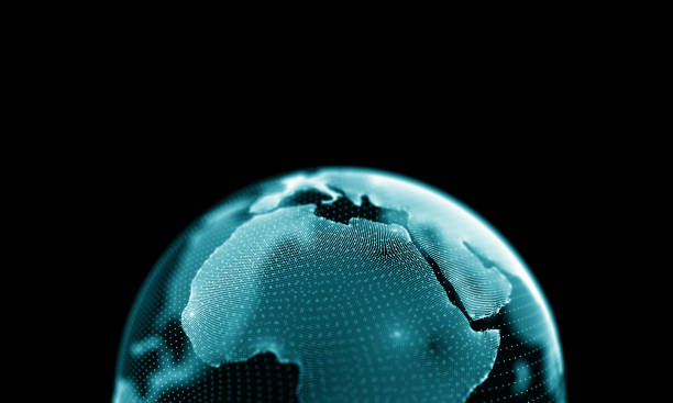 istock Abstract Blue Geometrical Background . Futuristic technology style. Neon Sign . Futuristic Technology HUD Element . Elegant Abstract background . Big data visualization . 1280900728