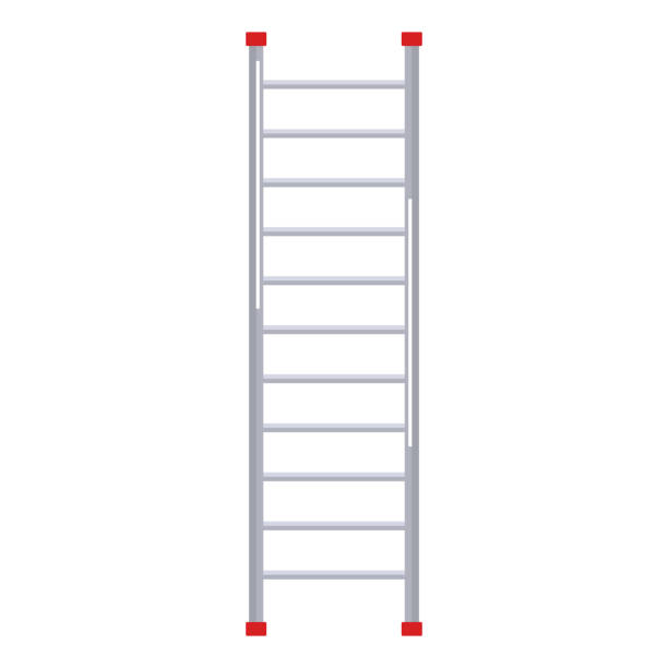 istock Metal ladder in flat design on white background. Step ladder icon. 1280906422