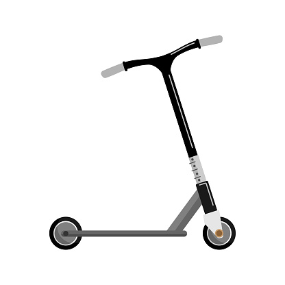 Trick scooter isolated on white background. Kick scooter transportation in flat style. Vector illustration
