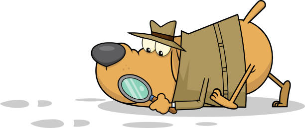 istock Detective Dog Cartoon Character Following A Clues 1280906905