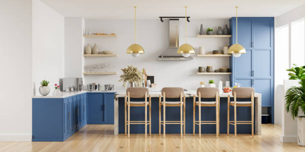 istock Modern kitchen interior with furniture.Stylish kitchen interior with white wall. 1280908658