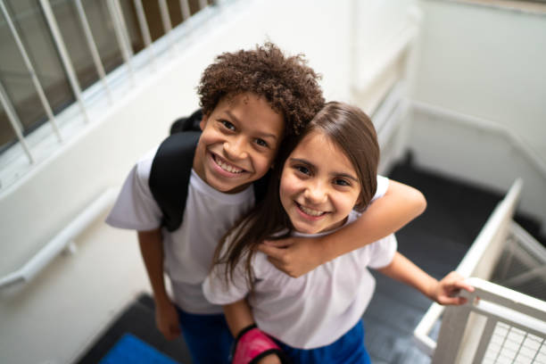 Portrait of two elementary students at school Portrait of two elementary students at school 9 stock pictures, royalty-free photos & images