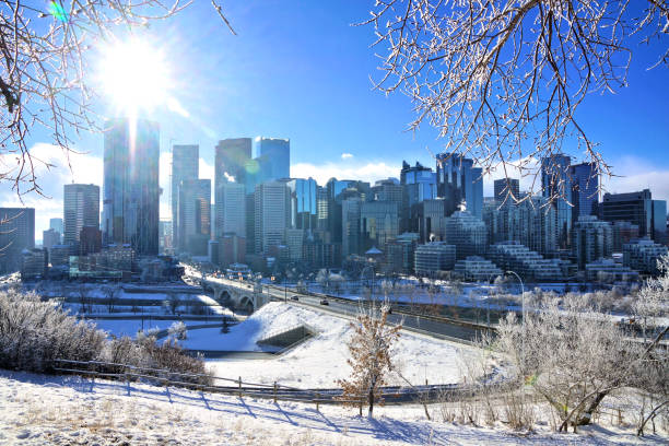 istock Calgary city skyline view during a snowy winter day 1280912125