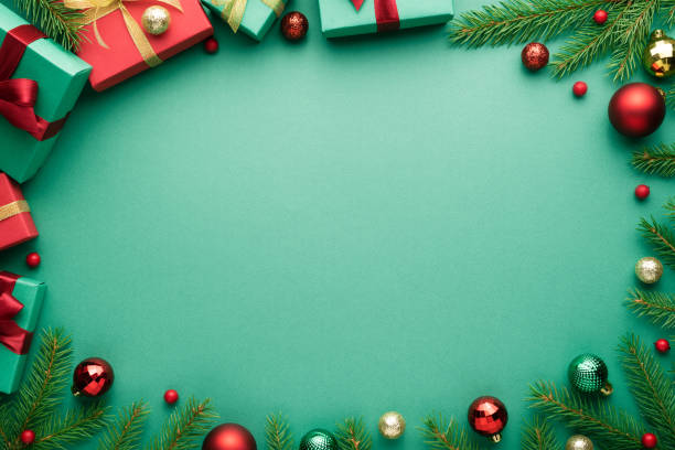 istock Turquoise christmas background with oval frame 1280916591