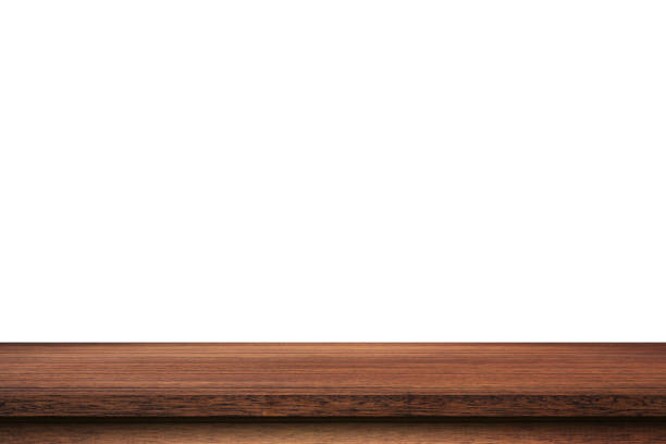 istock Empty wood table on isolate white background and display montage with copy space for product. 1280918003