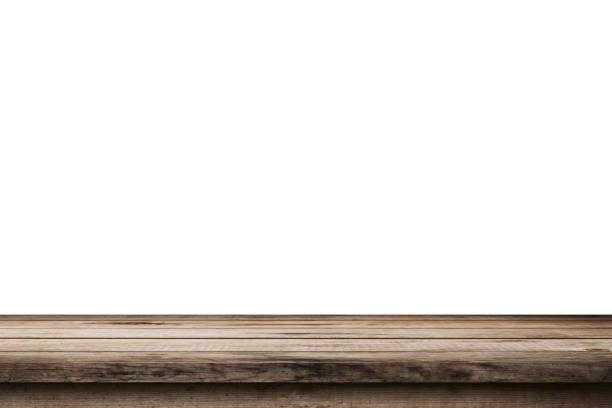 istock Empty wood table on isolate white background and display montage with copy space for product. 1280918067