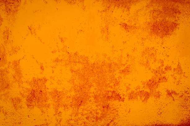 グランジオレンジの金属の背景とテクスチャをクローズアップ - faded reflection close up horizontal ストックフォトと画像