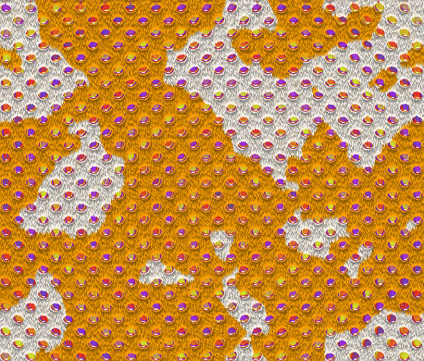 Deep yellow cow fur with white spots and sparkling violet, orange, yellow and red diamonds. Seamless pattern.