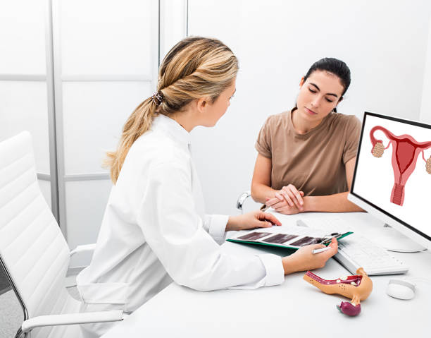 Gynecologist consultation for young woman patient. Women's health treatment and diagnosis of diseases of the cervix. Gynecology Gynecologist consultation for young woman patient. Women's health treatment and diagnosis of diseases of the cervix. Gynecology gynaecologist stock pictures, royalty-free photos & images