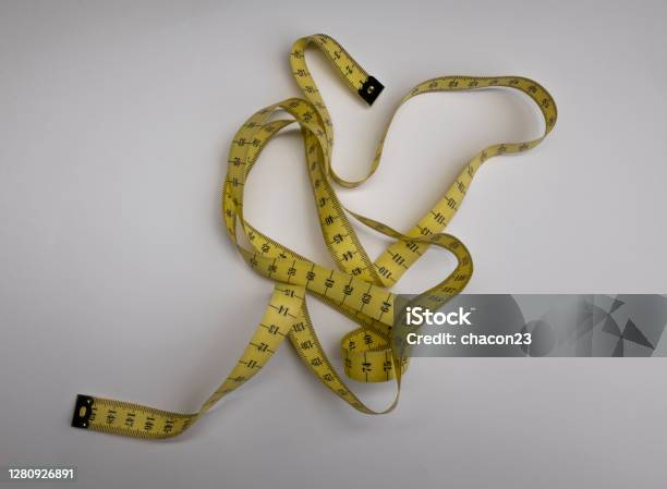 Sewing Kit Measuring Tape On White Background Stock Photo - Download Image Now - Button - Sewing Item, Fashion, Sewing