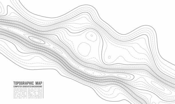 지형지도 윤곽 배경. 표고가 있는 토포 맵입니다. 윤곽 맵 벡터입니다. 지리적 세계 지형지도 그리드 추상 벡터 일러스트레이션 . 산악 하이킹 트레일 라인 맵 디자인. - topographic map compass map chart stock illustrations