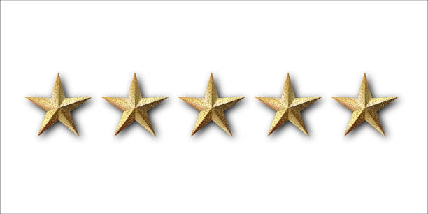 istock Five gold stars quality rating icon. Product Rating System. Stock vector illustration isolated on white background. 1280935628