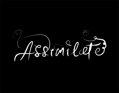 Assimilate Lettering Text on black background in vector illustration