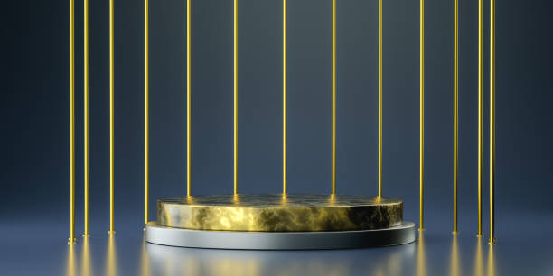 istock Golden podium for product design, 3d rendering 1280938167