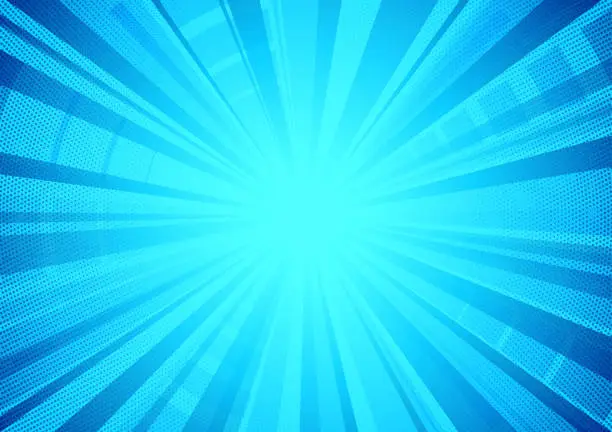 Vector illustration of Blue comic star burst textured background