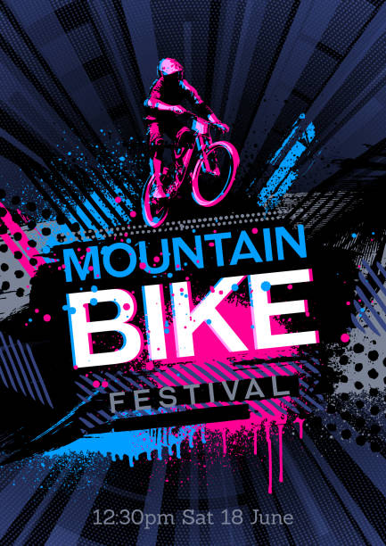 Mountain bike poster Vector design for a mountain bike festival x games stock illustrations