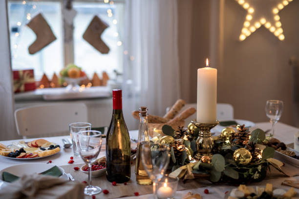istock A table set for dinner meal at Christmas time. 1280942663