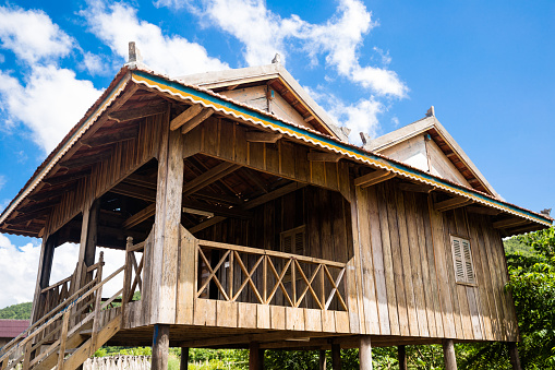 Traditional countryside Khmer house in Cambodia.
