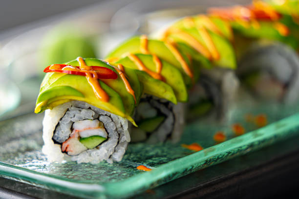 istock sushi roll with avocado sushi set close up 1280944457