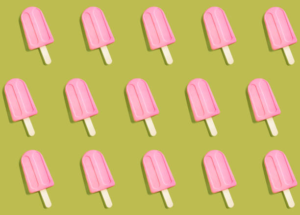 istock Pink psychedelic marble plasticine pop art chocolate caramel vanilla ice cream stick on light green background 1280946756