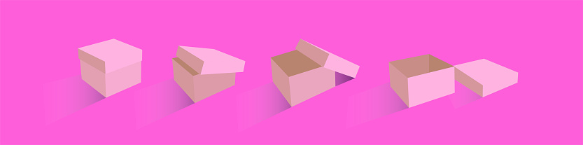Close.box Geometry A Set Of Open And Closed Boxes In Different Angles Isometry In ...