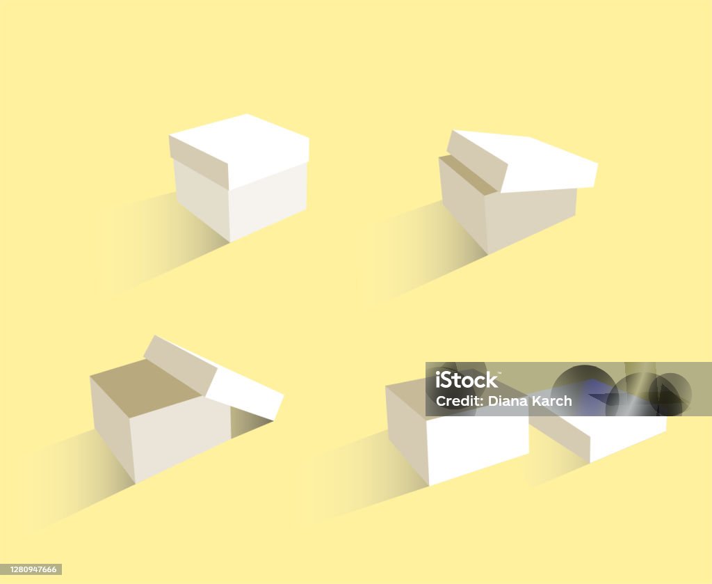 Box Closed Raster A Set Of Open And Closed Boxes In Different Angles Isometry In ...