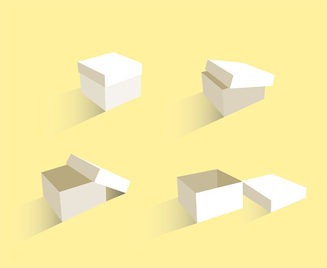 Close.box Geometry A Set Of Open And Closed Boxes In Different Angles Isometry In ...