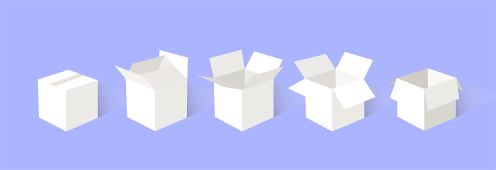 Close.box Geometry A Set Of Open And Closed Boxes In Different Angles Isometry In ...