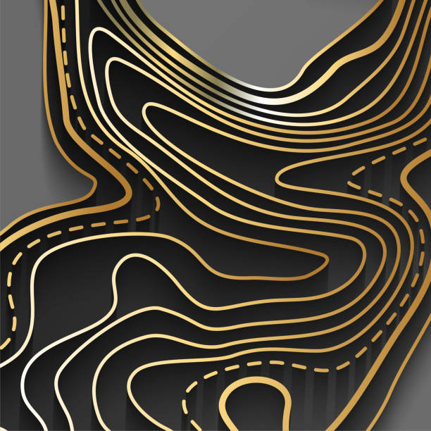 istock Map line of topography. Vector abstract topographic map concept with space for your copy. Black and white wave. Abstract paper cut. Abstract colorful waves. Wavy banners. Color geometric form. 1280951980