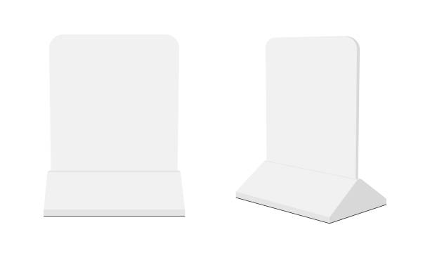 Two menu display table stands, front and side view, isolated on white background Two menu display table stands, front and side view, isolated on white background. Vector illustration restaurant table side view stock illustrations