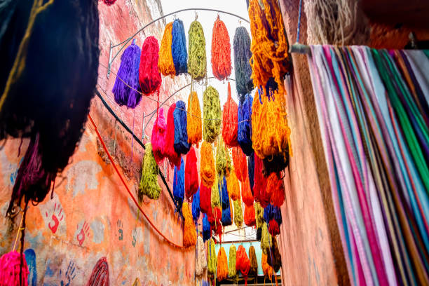 Goods on display in the souks of Marrakesh Morocco Goods on display in the souks of Marrakesh Morocco souk stock pictures, royalty-free photos & images