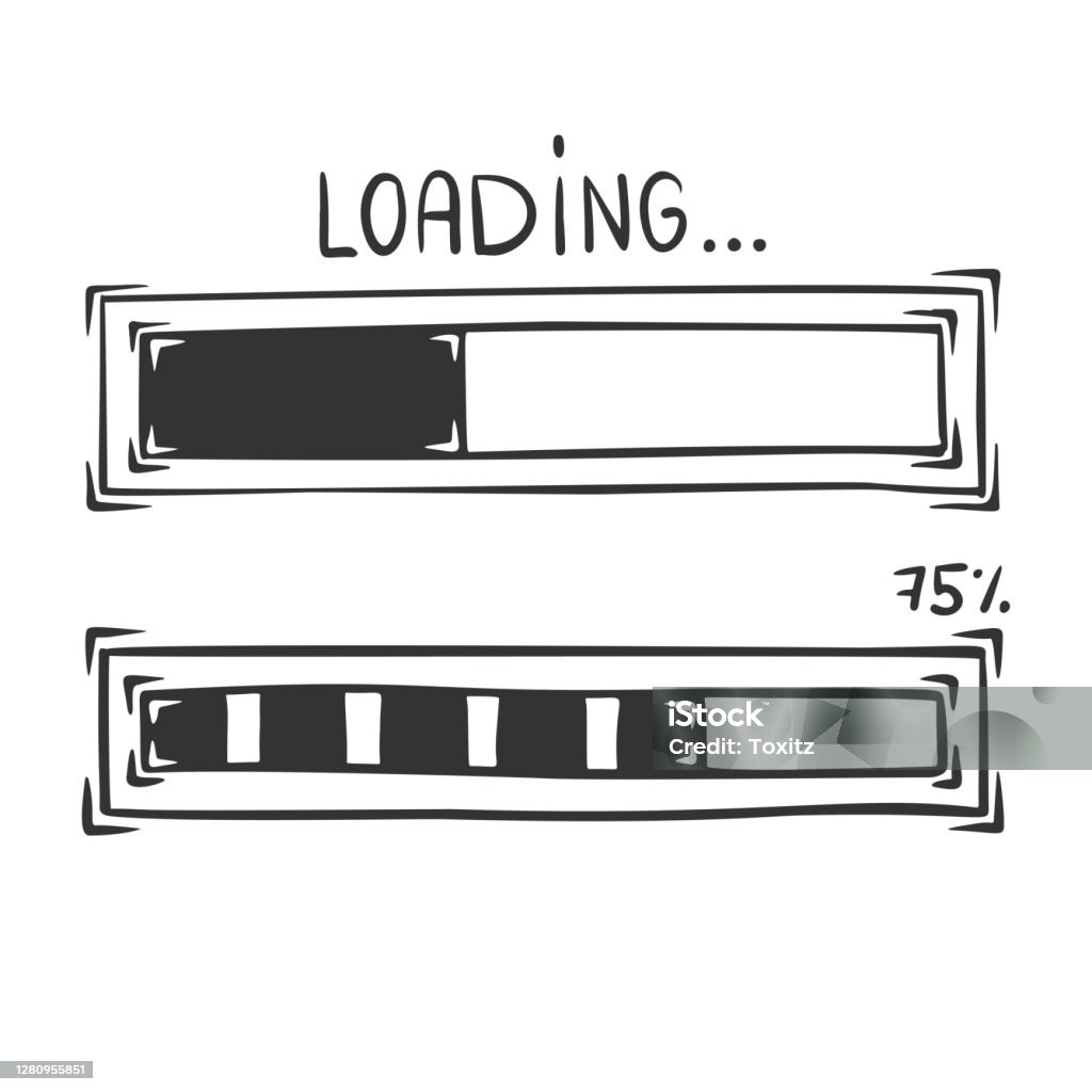 Hand Drawn Vector Of Loading Bar Isolated On White Background Stock ...