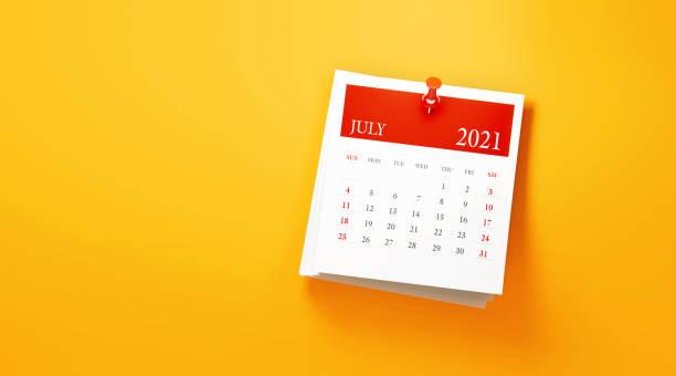 istock 2021 Post It July Calendar on Yellow Background 1280955920