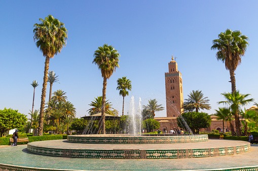 Marrakesh, Morocco - 12 October, 2019: Park Lalla Hasna in Marrakech Morocco. Marrakesh, Morocco, North Africa