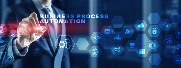 istock Business process automation BPA. Mexed Media Background. 1280957126