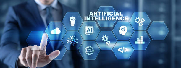 istock Businessman is pressing on the virtual screen. Artificial intelligence industry. 1280957128