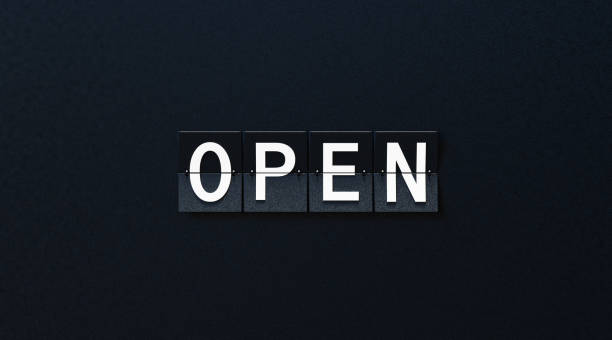 istock Open Written Airport Billboard On Black Background 1280958289