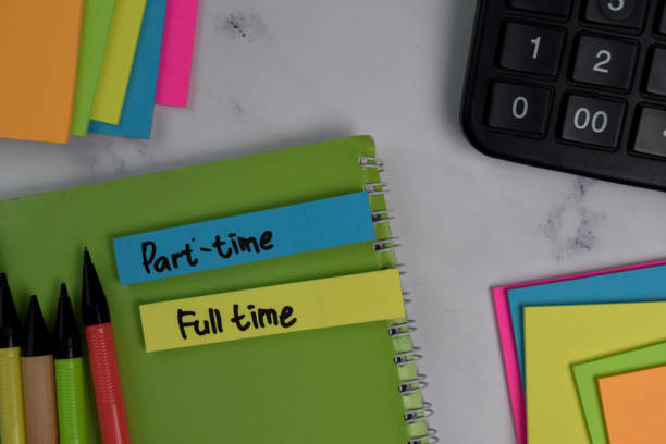 Part-Time or Full Time write on sticky notes isolated on office desk.