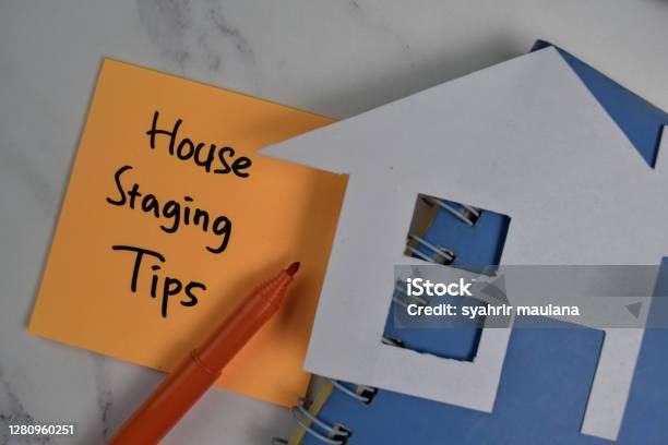House Staging Tips Write On Sticky Notes Isolated On Office Desk Stock Photo - Download Image Now