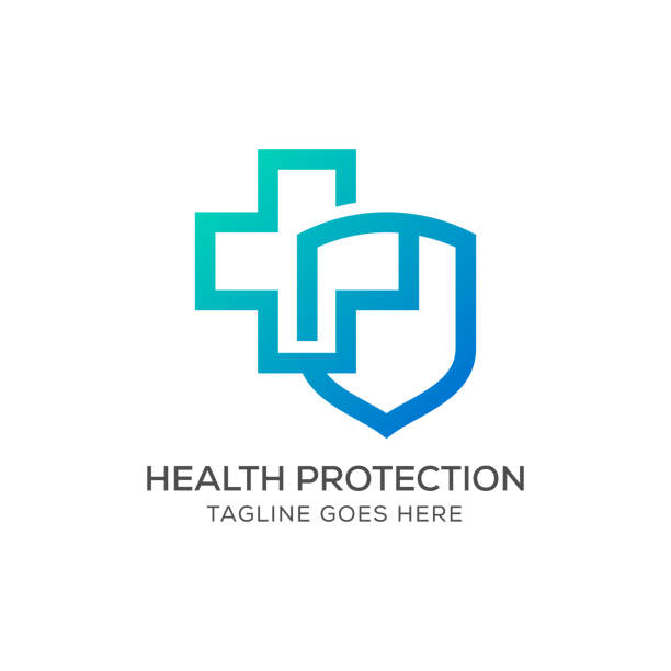 Health Protection Vector Stock Illustration Design Template. Health Protection Vector Stock Illustration Design Template. Medical Cross And Shield Illustration. health shield stock illustrations