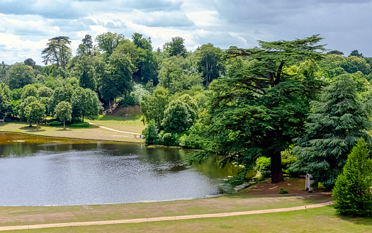 Panorama of Claremont lake in Esher, Surrey, United Kingdom