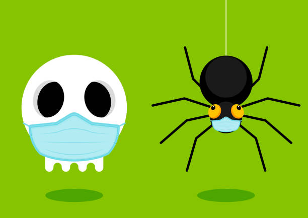 istock Happy halloween character wearing sanitary mask during COVID-19 pandemic situation flat design style 1280971593