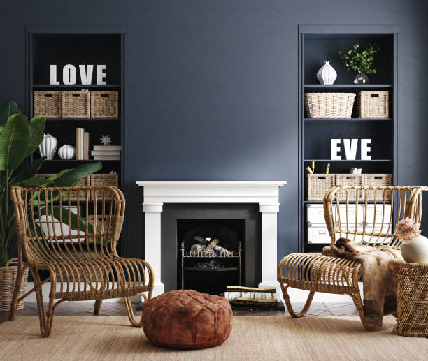 istock Eclectic home interior in classic blue color 1280972574
