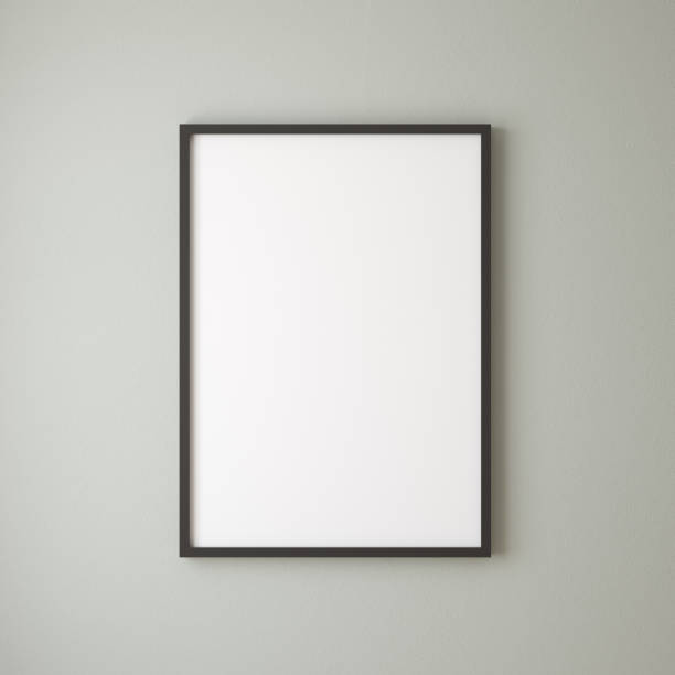istock Mockup poster frame close up on wall painted pastel green color 1280972578