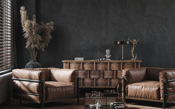 istock Modern industrial interior with leather furniture, luxury office 1280977357