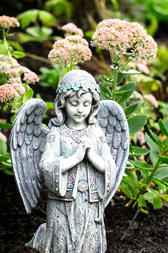 Statue of an angel in a home garden